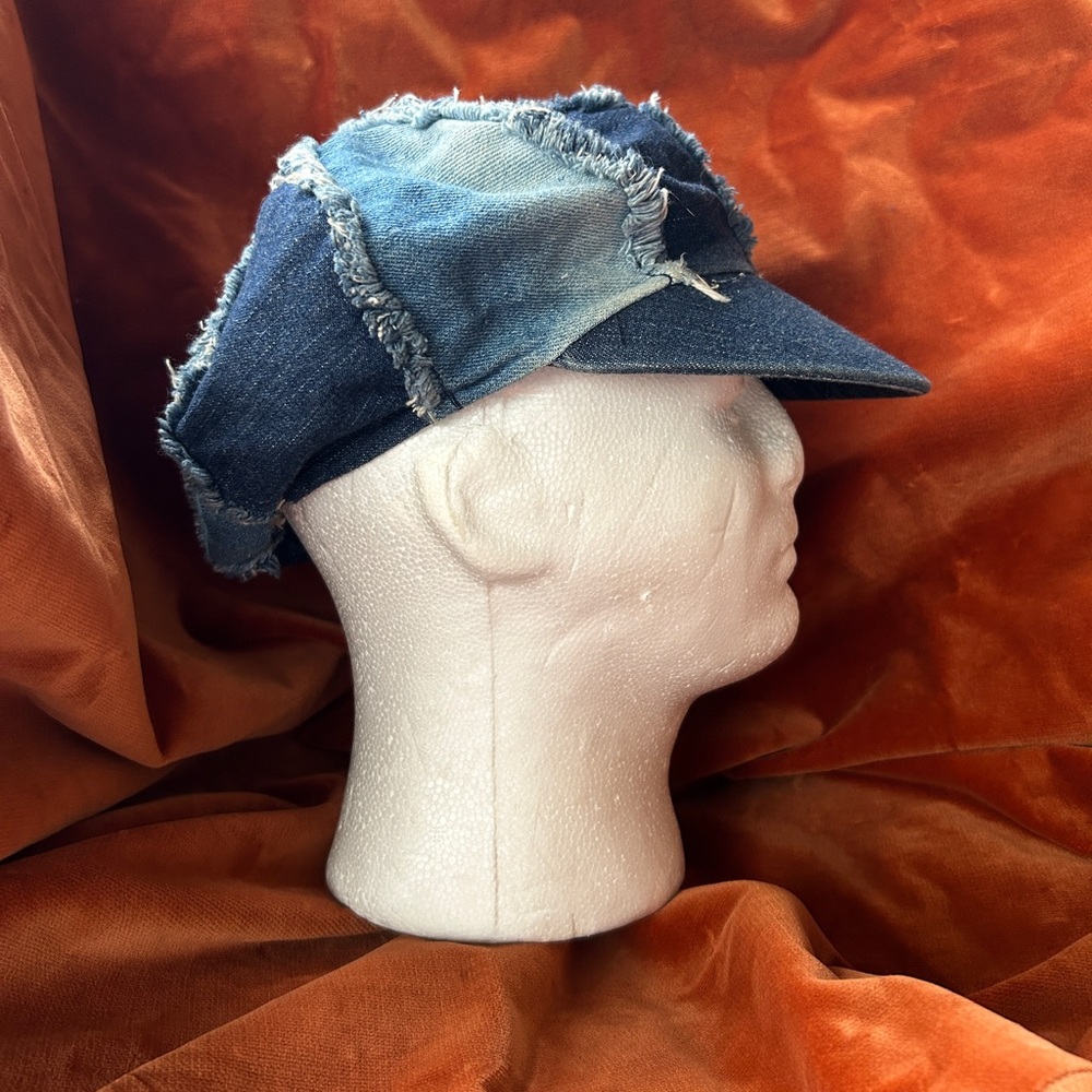 Vintage Y2K Denim Patchwork Hat Poorboy Hat Denim Newsboy Hat Bratz Hat